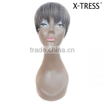 8inch 72g machine made short brazilian style 8inch 72g human hair mix heat resistant fibre wig