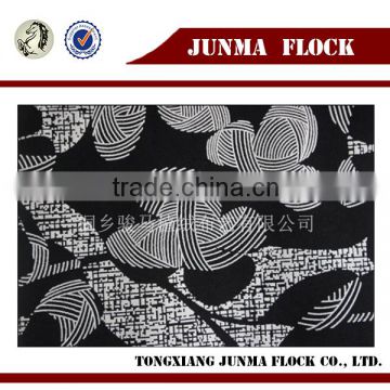 Black and Grey Flower Pattern China Upholstery Flocked Material Flocking Scarf Fabric