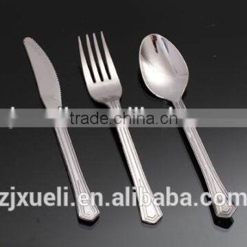 silver coated disposable eco friendly plastic,clear&colour cutlery.fork.spoon.knife