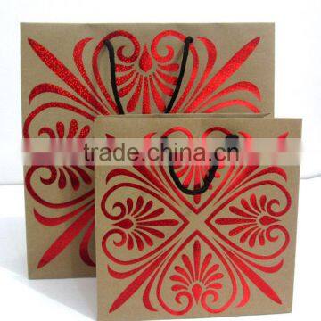 decorated hotstamp brown kraft liner paper bag