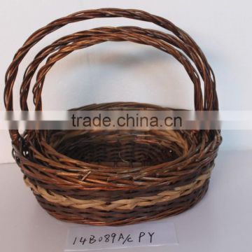 willow basket with handle set of three