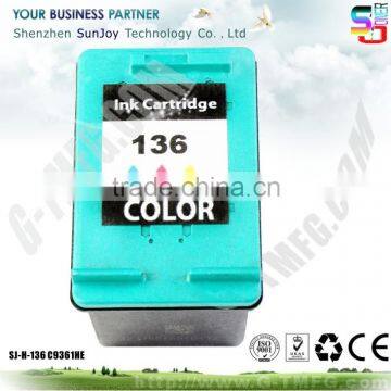 Wholesale Printer Ink Cartridge Compatible C9361HE 136 for HP Deskjet D4163 Color Inkjet Printer(C9068C) Officejet 6313 Al