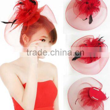 MYLOVE Hair Fascinators Red Bridal Accessory Sinamay Fascinator for Women MLXM019