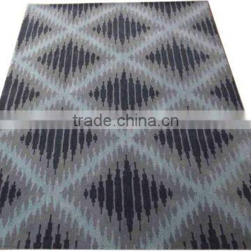 Ikat design hand tufted cut pile wool carpet, Latex backed with cloth