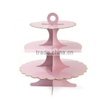 3 Tier Round Cake Cupcake Stand Cake Stand Rose Pink With Gold Line Birthday Wedding Party Display