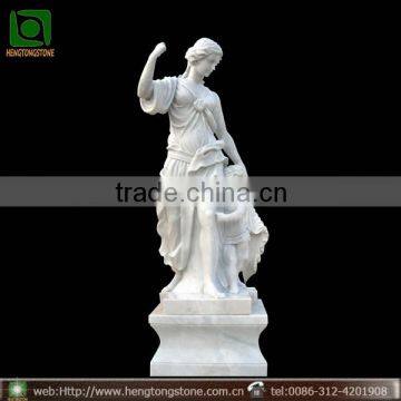 White Marble Carved Garden Figurines Mother and Son Statue