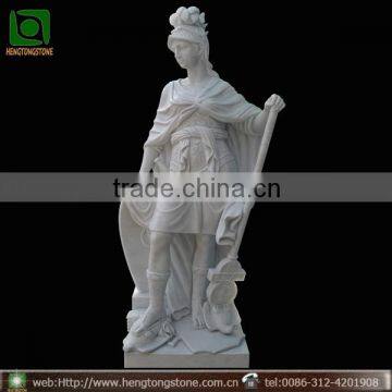 Hand Carved White Marble Garden Female Warrior Statue