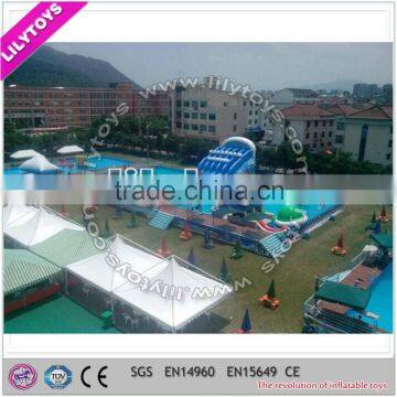 2015 water park on land with inflatable water games, adult swimming pool,steel frame pool