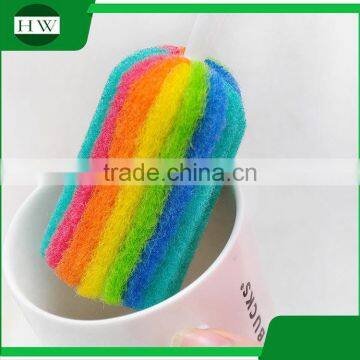 Kitchen Rainbow Plastic Sponge Long Handle Hanging Tableware Water Cup Bottle Clean Cleaning Brush photo-5