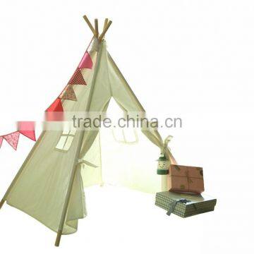 Classic Solid White Four Poles Two Windows Style Indian Kids Teepee Tent Great Gift for Children' Birthday, Christmas