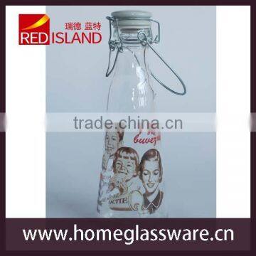 Sealed Glass Milk Bottle With the Ceramic Lid and Wire Clip photo-3
