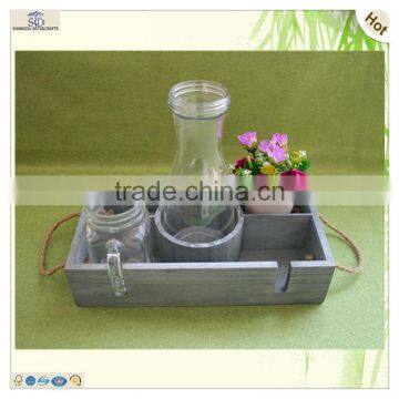 Great Quality Antique Grids Round Hole Compartment Wooden Tray photo-6