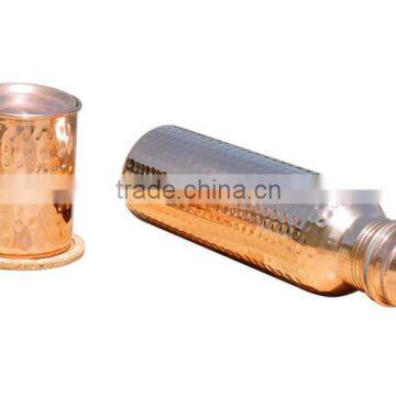 Copper Thermous Bottle With Glass | Good Health Copper Hammered Bottle photo-3