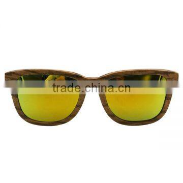 Zebra wood classic green lenses customized logo high quality wooden sunglasses