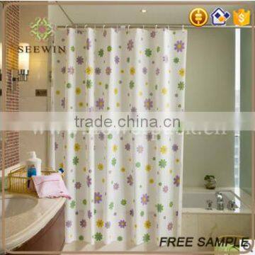 Waterproof Polyester Shower Curtain With Decorative Flowers photo-2
