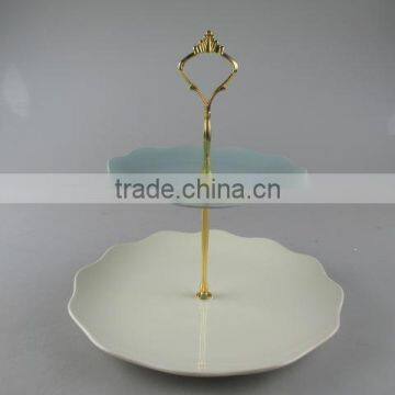 Two Tiers Mix Color Ceramic Cake Stand for Weeding/daily Use photo-2