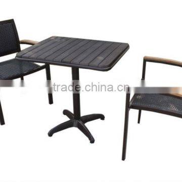 Stackable Leisure Outdoor Furniture Rattan Chair With Teak Wood Arm photo-6