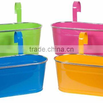 Bright Colours Double Fence Planters Garden Outdoor Metal Flower Pots Hanging Baskets