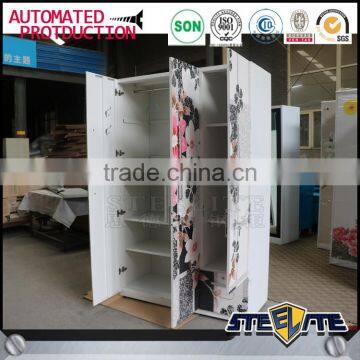 India Fancy Bedroom Wardrobe Design Printed 3 Door Cabinet photo-4