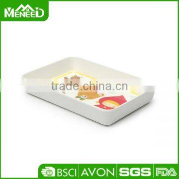 Lovely bear child safe melamine food tray, FDA 21cm kids non slip tray