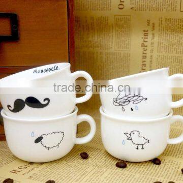 140ml capacity cute mustache coffee cup