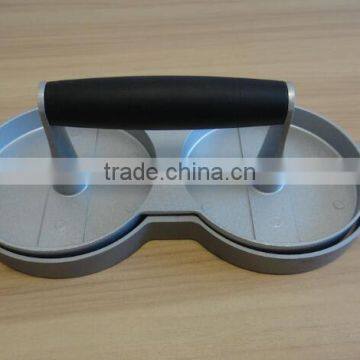 Double Sections LFGB Non Sticker TPR Handle Hamburg Patty Press