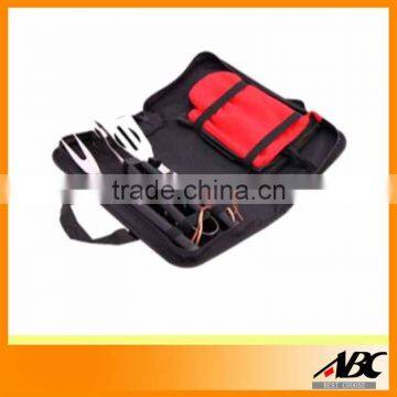 3pcs bbq tools with glove and nylon zipper pouch/ bbq tool set