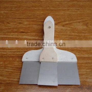 steel putty knife scraper with wooden handle, carbon steel blade