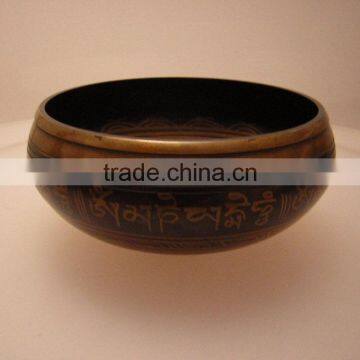 High Quality Symbolic Carved Healing Meditation Tibetan Singing Bowl photo-2