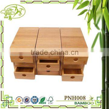 Aonong bamboo storage box with drawers/ Multifunction sundries storage boxs