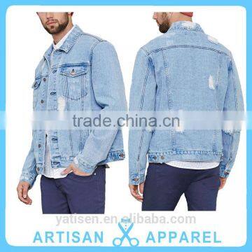 wholesale denim Men's cotton make old hole jeans jacket