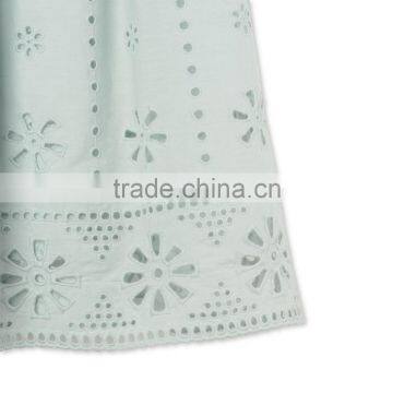 Latest Fancy Pretty Broderie Anglaise Blue Cotton Girls Top With Frilled Sleeves Kids Childerens Boutique Clothing HSd5108 photo-5