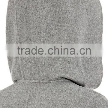 OEM Service Outdoor Winter 100% Wool Grey Long Hooded Wool Coats photo-3