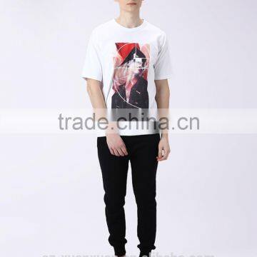 XX T323 Wholesale Custom Printed Cotton White O-neck T-shirt Mens