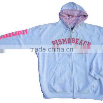 Quality Applique Work White Fleece Hoodie