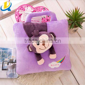 Popular cute soft cartoon monkey pillow blanket for sell