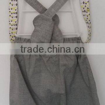 Baby Girls Grey Color Printed and Embroidered Bib Pants