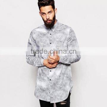 Super longline denim shirt with wholesale price