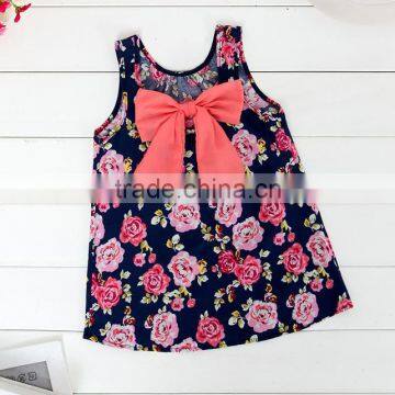 MGOO New Arrival Little Dress For Children Floral Print Cotton Sleeveless Straight Girl Dress 9085 photo-2