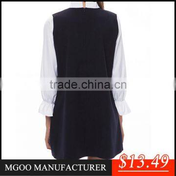 MGOO ODM/OEM New Arrive Summer Clothes Dresses For Women White Black Contrast Ruffles Sleeves A Line High Fashion Dresses photo-2