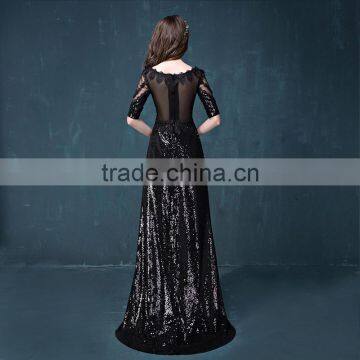 MGOO Wholesale Cheap Price Elegant Chiffon Evening Dresses Long Black Beaded Wedding Party Vestidos 2064 photo-4