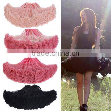 Plus Size Chiffion Teen Fluffy Adult Long Tutu Pettiskirt photo-3