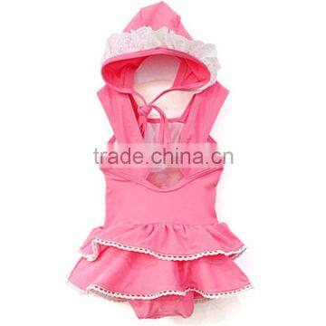 Girls Pink Swimwear One Piece Suit With Hat Best Selling Products 2017 in Usa photo-2