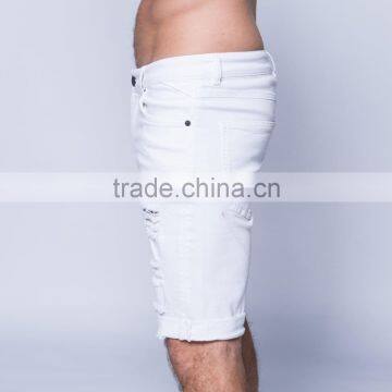 White Ripped Mens Denim Jeans Short Pants Men Distressed Denim Shorts photo-4