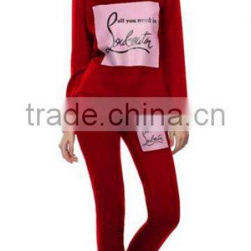 Women Printed Hoodie Pants Suit Two Piece Gtm Tracksuit Set With Fleece photo-5