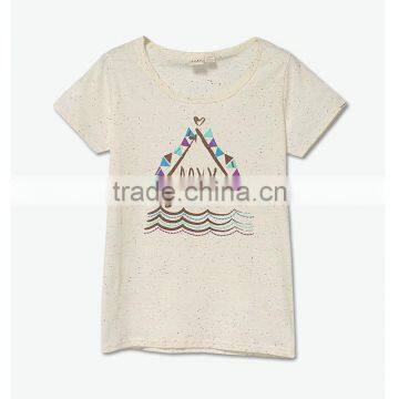 ladies cheap print tshirt100%bamboo fiber tshirt slubbed fabric tshirt