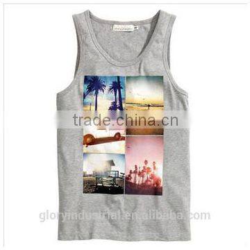 Cheap High Quality Custom Sublimation Printed Mens Stringer Tank Top Wholesale photo-2