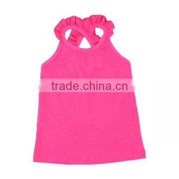 Wholesale girls boutique clothes newborn Blank Tank Top ruffle cotton Shirt