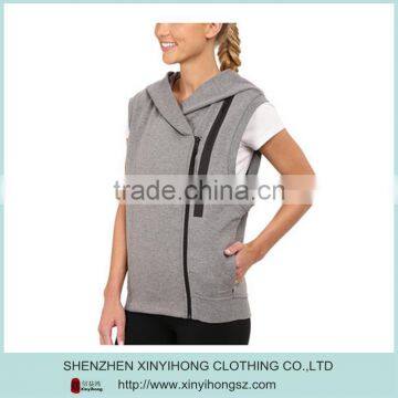 66% Cotton 34% Polyester Bonded Zip Pocket Asymmetrical Cut Fleece Vest photo-3