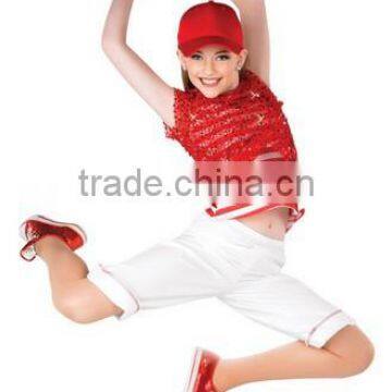 Christmas glisten girl hip-pop dance wear-christmas volwassent hip-pop costume--- romantic hip-pop top &pant-children and adults